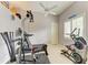 Home gym featuring a ceiling fan, natural lighting, and workout equipment for fitness and well-being at 5304 96Th E St, Bradenton, FL 34211