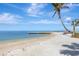 White sand beach with palm trees and a pier at 9 Sandy Cove Rd # 8A, Sarasota, FL 34242