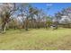 Spacious backyard with playset and mature trees at 14018 Pine Woods E Ln, Sarasota, FL 34240