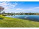 Scenic lake view with lush green landscaping at 1441 Gleneagles Dr, Venice, FL 34292