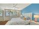 Guest bedroom with blue accent wall and coastal bedding at 360 Gulf Of Mexico Dr # 332, Longboat Key, FL 34228