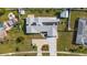 Bird's eye view of a single story home with large backyard and detached shed at 512 Whitfield Ave, Sarasota, FL 34243