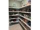 Well-organized pantry with decorative shelving, offering ample storage space for kitchen essentials and food items at 6218 Apple Snail Ave, New Port Richey, FL 34653