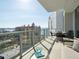 Balcony offers city and water views, furnished with outdoor seating for relaxation at 301 Quay Commons # 1809, Sarasota, FL 34236