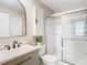 Clean bathroom with a walk-in shower and modern vanity at 9918 50Th Street E Cir, Parrish, FL 34219