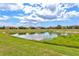 Lush green backyard with serene pond views provides a peaceful and relaxing environment at 12675 Richezza Dr, Venice, FL 34293