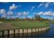 Scenic view of the manicured golf course with lush green grass and a tranquil pond at 3105 Formia Ct, Bradenton, FL 34211