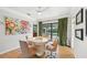 Cozy dining area with modern table and chairs, bright abstract art, and sliding doors to the pool at 494 E Shade Dr, Venice, FL 34293