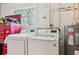 Functional laundry room features modern LG washer and dryer set and storage at 494 E Shade Dr, Venice, FL 34293