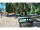 Shaded community picnic area featuring green tables and mature trees, perfect for outdoor gatherings at 7212 Ketch Pl, Bradenton, FL 34212