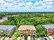 Aerial view of a three story townhouse and surrounding neighborhood at 7350 Black Walnut Way, Lakewood Ranch, FL 34202