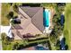 Aerial view of beautiful home with private pool and tile roof at 8727 Grey Oaks Ave, Sarasota, FL 34238