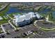 Community clubhouse and amenities in an aerial view at 5429 Mystic Water Cv, Bradenton, FL 34211