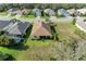 Aerial view of the home highlighting the backyard, screened-in patio, and neighborhood at 12514 Goldenrod Ave, Bradenton, FL 34212