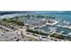 Overhead angle of a large marina with many boats and the adjacent roads at 1771 Ringling Blvd # 703, Sarasota, FL 34236