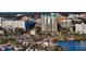 Stunning aerial view of the condo building in a vibrant city, with a picturesque waterfront at 340 S Palm Ave # 152, Sarasota, FL 34236