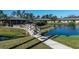 Backyard with a bridge over a pond at 5315 11Th Street E Cir # 5315, Bradenton, FL 34203