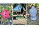 Landscaped backyard with a tropical flower, pool, and buddha statue at 1735 Flower Dr, Sarasota, FL 34239