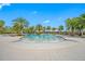 Expansive community pool featuring shallow beach entry, palm trees, lounge chairs, and a relaxing atmosphere at 5821 Hevena Ct, Palmetto, FL 34221