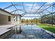 Gorgeous pool featuring modern design within a screened enclosure at 8487 Lindrick Ln, Bradenton, FL 34202