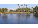 Scenic pond view within a community, featuring palm trees and lush landscaping, enhancing the neighborhood's charm at 866 Audubon Dr, Bradenton, FL 34209