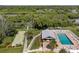 Wonderful aerial view showcasing the community pool, shuffleboard court, and outdoor recreational areas at 155 Jose Gaspar Dr # 155, Englewood, FL 34223