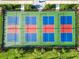 Overhead view of the community's blue and green tennis courts at 15607 White Linen Dr, Lakewood Ranch, FL 34211