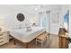 Bright bedroom with white walls, ceiling fan, decor, and wood-look floors at 310 Magnolia Ave, Anna Maria, FL 34216