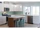 Modern kitchen featuring white cabinets, stainless steel appliances, and a center island with seating at 400 Dona Dr, Nokomis, FL 34275