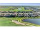 Beautiful aerial view of homes surrounding the golf course and interconnected lakes at 5529 Mulligan Way, Bradenton, FL 34211