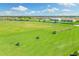 Expansive golf course with lush green fairways, blue water features, and community homes in the backdrop at 5529 Mulligan Way, Bradenton, FL 34211