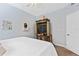 Clean bedroom featuring a ceiling fan, carpet flooring, and neutral tones at 6326 Grand Oak Cir # 101, Bradenton, FL 34203