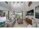 Spacious living room features high ceilings and a wall of windows overlooking the backyard at 8513 Golden Dawn Ct, Sarasota, FL 34241