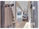 View from the doorway to the backyard, showcasing the private pool and outdoor seating area at 8717 54Th E Ave, Bradenton, FL 34211