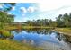 Scenic view of the house overlooking the pond, reflecting the blue sky with beautiful trees and greenery around at 19610 66Th E Ave, Bradenton, FL 34211