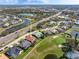 Beautiful aerial shot of a neighborhood home with private pool and access to the golf course at 5080 Kilty E Ct, Bradenton, FL 34203