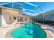 The screened in pool is surrounded by ample space for relaxing and enjoying the views of the yard at 5080 Kilty E Ct, Bradenton, FL 34203