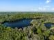 Scenic aerial view of a lake surrounded by lush trees, with a blue sky and a few scattered clouds at 5513 83Rd E Ter, Sarasota, FL 34243