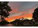 Community street view featuring palm trees under a fiery orange and pink sunset at 4197 66Th Street W Cir, Bradenton, FL 34209