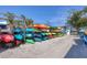 Kayak storage rack filled with colorful kayaks, providing easy access to water activities at 4310 Falmouth Dr # 102, Longboat Key, FL 34228