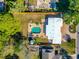 Bird's eye view of the backyard and pool, complemented by a patio and manicured landscaping at 507 67Th W Ave, Bradenton, FL 34207