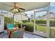 Enclosed patio with wicker furniture overlooking a green lawn at 6330 Green Oak Cir # D, Bradenton, FL 34203