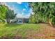 Spacious backyard featuring lush landscaping and a screened in patio at 6624 Fairway Dr, Sarasota, FL 34243