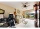 Office space featuring a desk, sofa, and view of a courtyard at 1522 3Rd Street E Cir, Palmetto, FL 34221