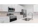 Modern kitchen featuring stainless steel appliances, white cabinets, and a bright, clean design at 2157 Snug St, North Port, FL 34286