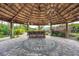 Interior view of a Tiki Bar with a thatched roof, stone floor, and bar seating at 28960 Gin Ln, Punta Gorda, FL 33982