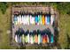 Aerial view of colorful kayaks stored neatly in an outdoor rack at 4721 Mount Vernon Dr, Bradenton, FL 34210