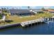 Backyard featuring a pool with screened enclosure and a private dock on the water at 4196 Eastlake Ct, Port Charlotte, FL 33948