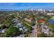 Breathtaking aerial view of the neighborhood with Sarasota skyline, lush landscapes, and the Sarasota bay at 1950 Alta Vista St, Sarasota, FL 34236