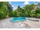 Tranquil pool and spa area surrounded by lush tropical landscaping, creating a private backyard retreat at 418 Magnolia Ave, Anna Maria, FL 34216